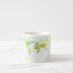 World Map Political Atlas Poster: Modern Decor Espresso Cup