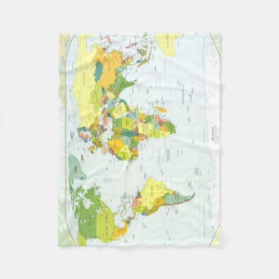 World Map Political Atlas Poster: Modern Decor Fleece Blanket