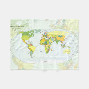 World Map Political Atlas Poster: Modern Decor Fleece Blanket