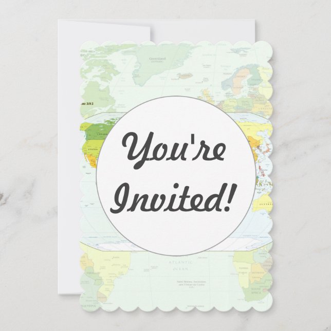 World Map Political Atlas Poster: Modern Decor Invitation (Front)