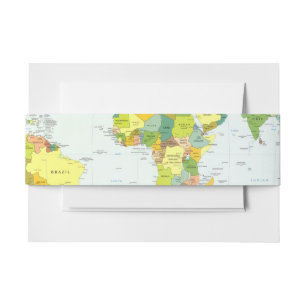 World Map Political Atlas Poster: Modern Decor Invitation Belly Band