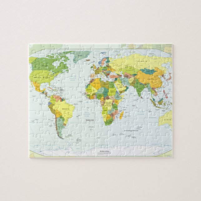 World Map Political Atlas Poster: Modern Decor Jigsaw Puzzle (Horizontal)