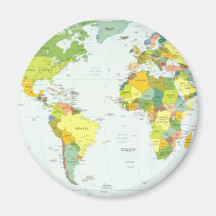 World Map Political Atlas Poster: Modern Decor Magnet