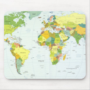 World Map Political Atlas Poster: Modern Decor Mouse Pad