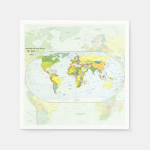 World Map Political Atlas Poster: Modern Decor Napkin