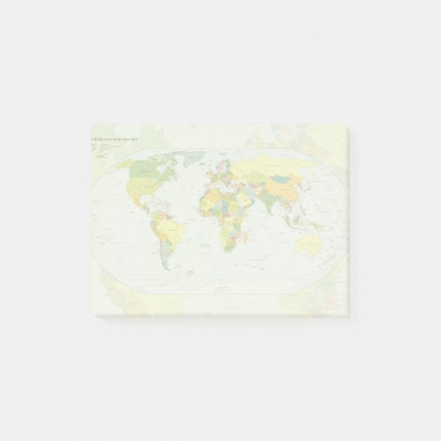 World Map Political Atlas Poster: Modern Decor Post-it Notes (Front)