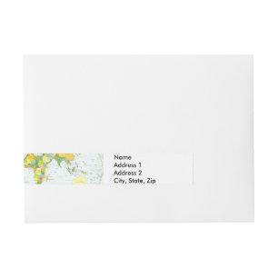World Map Political Atlas Poster: Modern Decor Wraparound Address Label