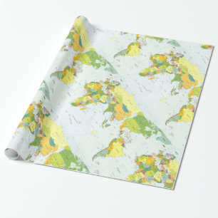 World Map Political Atlas Poster: Modern Decor Wrapping Paper