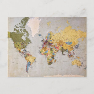 world map postcard