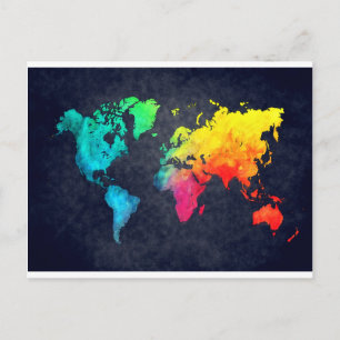 world map postcard