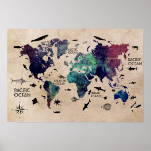 world map poster