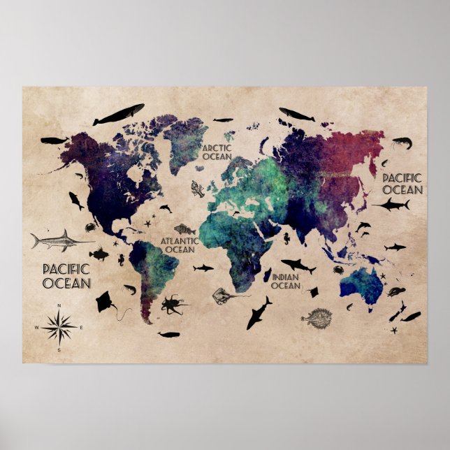 world map poster (Front)