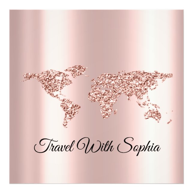 World Map Rose Travel Wedding Travel Logo Photo Print (Front)