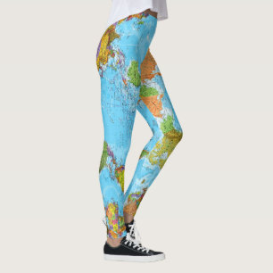 World map. School leggings. Meme Day Feet Leggings
