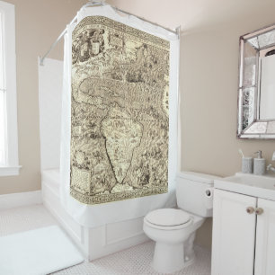 World Map Sea Serpents Shower Curtain