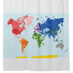 World Map Shower Curtain
