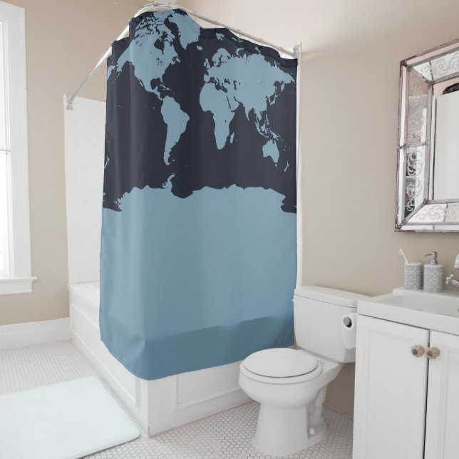 World Map Shower Curtain (In Situ)