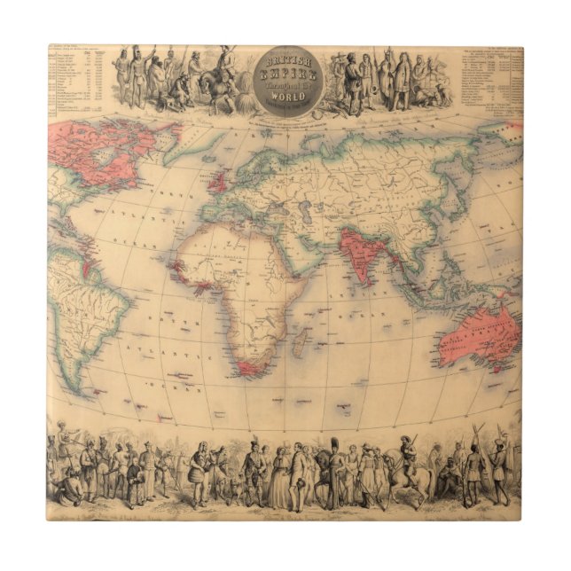 World Map showing British Empire Ceramic Tile (Front)
