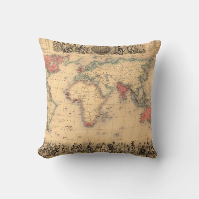 World Map showing British Empire Cushion (Front)