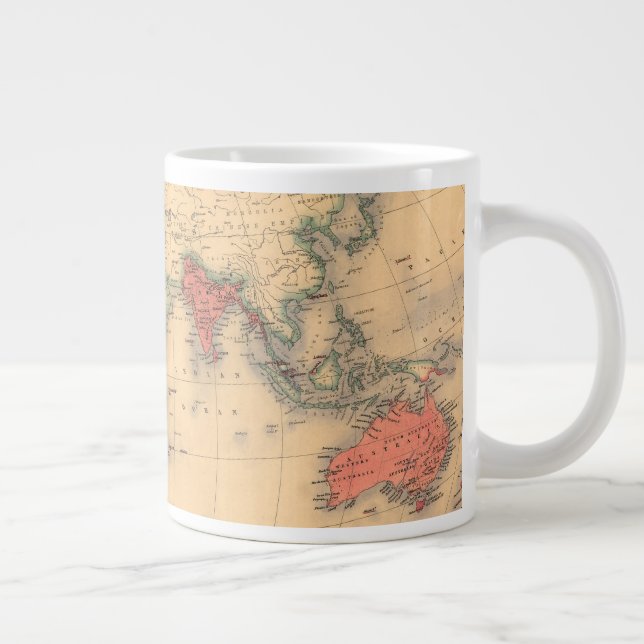 World Map showing British Empire Large Coffee Mug (Right)