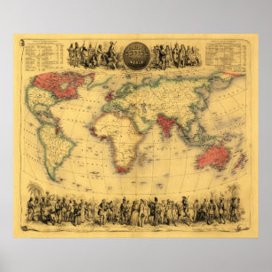 World Map Showing British EmpirePanoramic Map Poster
