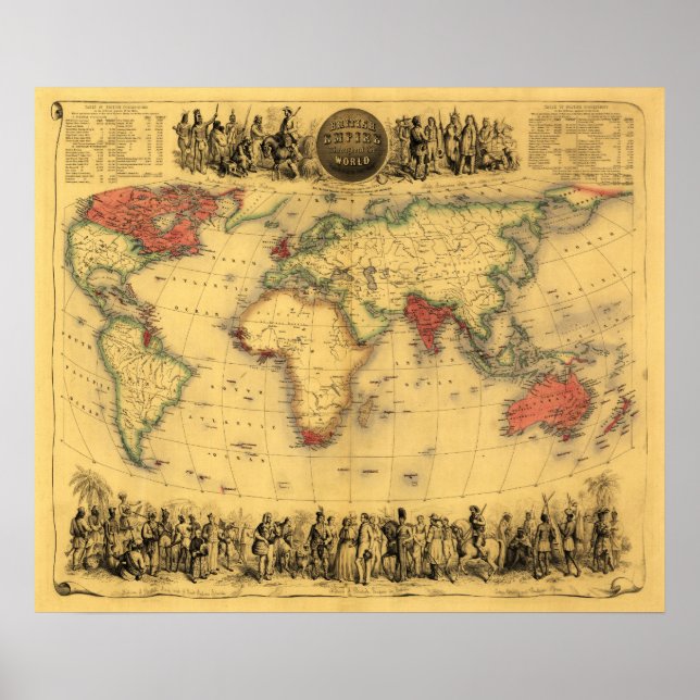 World Map Showing British EmpirePanoramic Map Poster (Front)