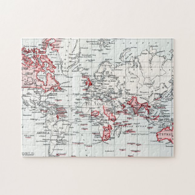 World Map showing British Possessions in 1904 Jigsaw Puzzle (Horizontal)