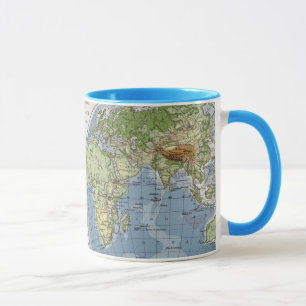 World Map showing Heights of Land depth of Sea Mug