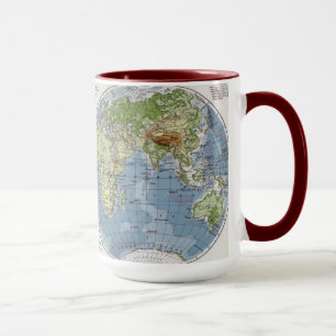 World Map showing Heights of Land depth of Sea Mug