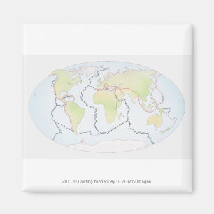 World map showing plate margins magnet