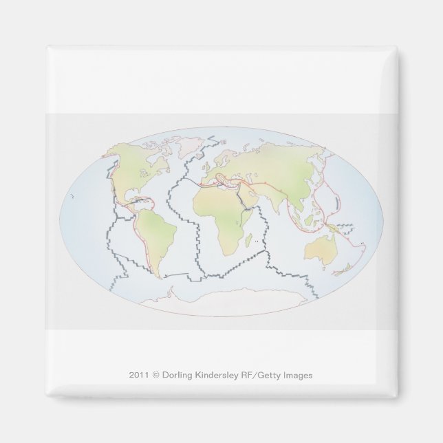 World map showing plate margins magnet (Front)