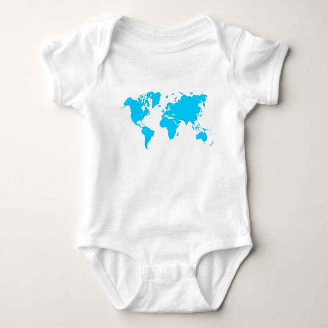 World Map - Sky Blue Baby Bodysuit (Front)