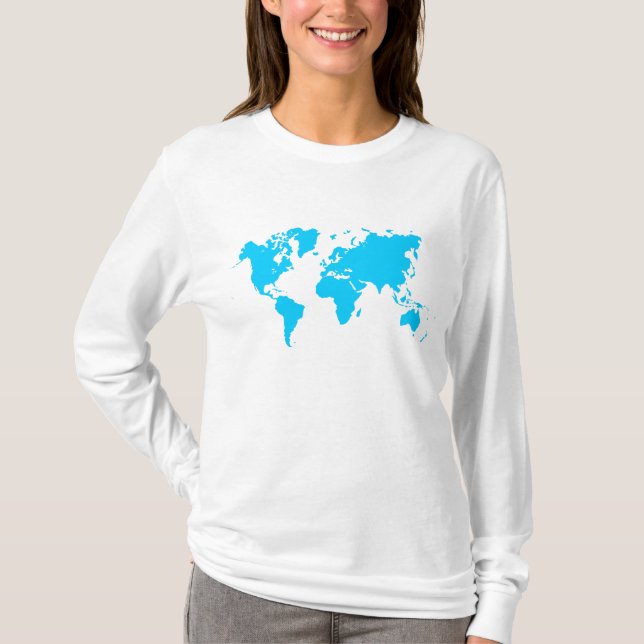 World Map - Sky Blue T-Shirt (Front)