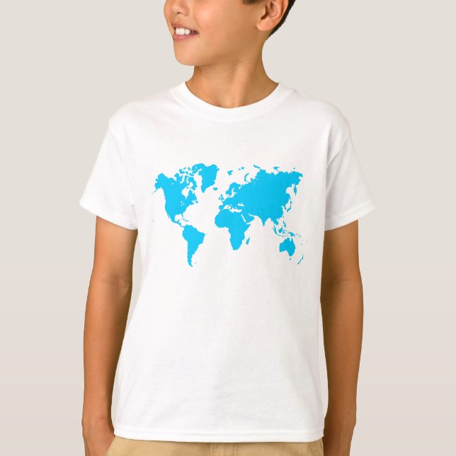 World Map - Sky Blue T-Shirt (Front)