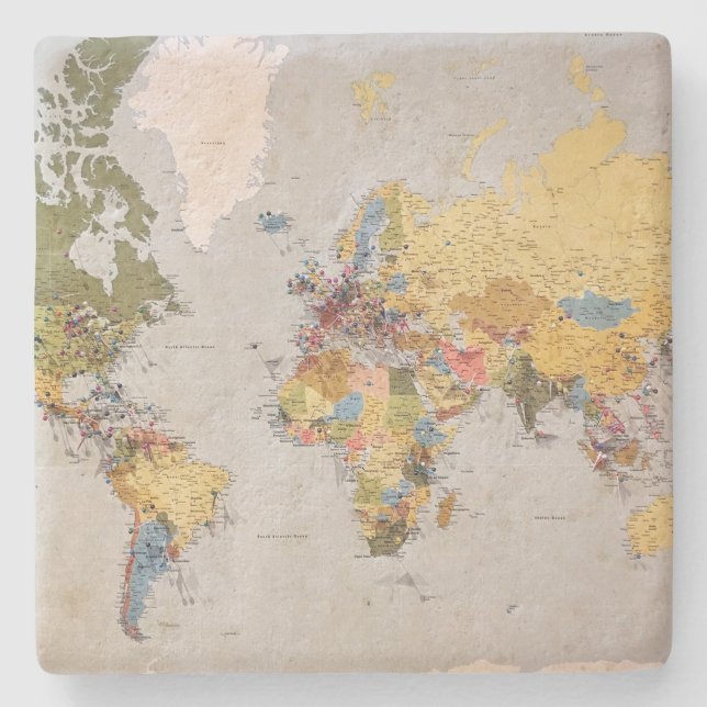 world map stone coaster (Front)