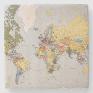 world map stone coaster