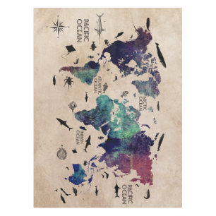 world map table cloth