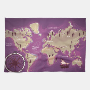 World Map Tea Towel
