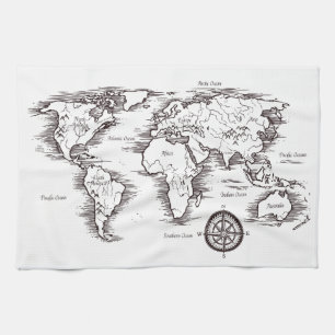 World Map Tea Towel