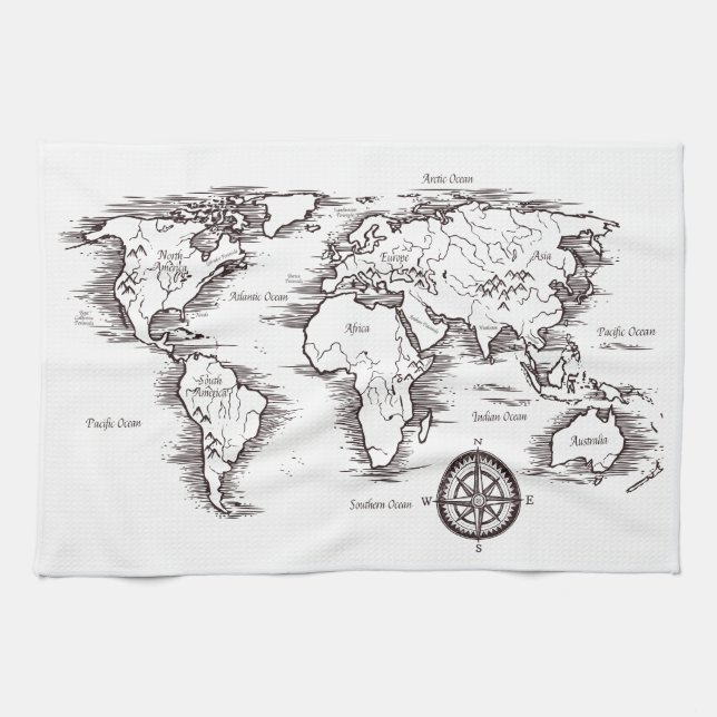World Map Tea Towel (Horizontal)