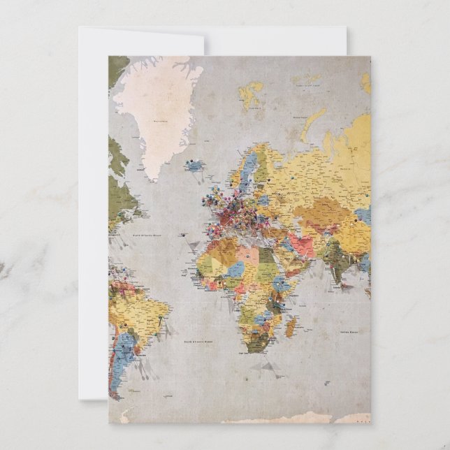 world map thank you card (Front)