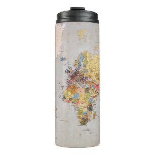 world map thermal tumbler