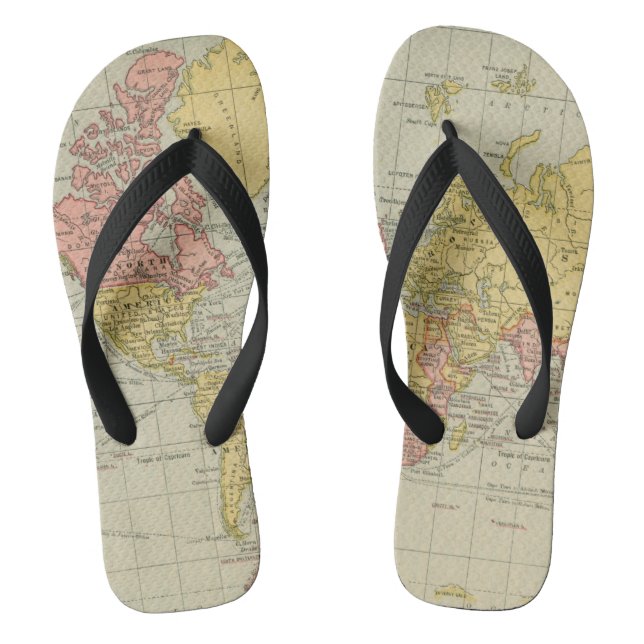 World Map Thongs (Footbed)