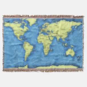 World Map Throw Blanket