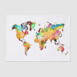 world map tissue paper