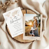 World Map travel adventure begins baby shower