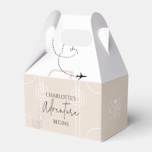 World Map travel adventure begins Graduation Favour Box (Front Side)