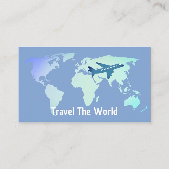 world map travel agent air travels travel agency business card (Front)