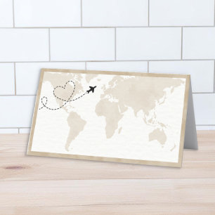 World Map Travel Baby Shower Blank Place Card