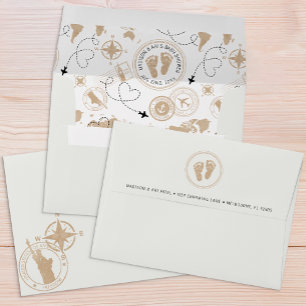 World Map Travel Baby Shower Envelope